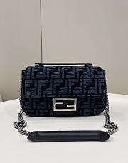 Fendi Baugette Blue Velvet Bag - 24x7x13cm - 1