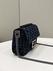 Fendi Baugette Blue Velvet Bag - 24x7x13cm - 2