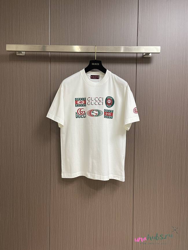 Cotton jersey T-shirt with Gucci print - 1