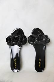 Chanel Camellia Jelly Slides Black - 1