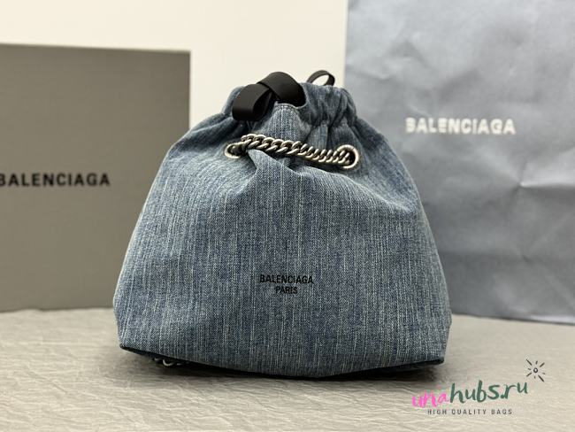 	 Balenciaga Crush Denim Tote Small Size - 27X10X32cm - 1