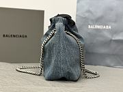 	 Balenciaga Crush Denim Tote Small Size - 27X10X32cm - 4