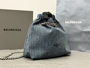 	 Balenciaga Crush Denim Tote Small Size - 27X10X32cm - 5