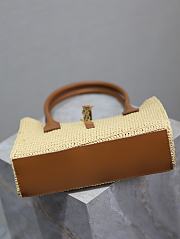 YSL PANIER RECTANGLE in raffia and leather NATURAL AND BRICK - 29×21×9cm - 5