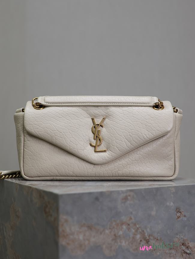 	 YSL CALYPSO Bag Grained Leather White Color - 26×14×7cm - 1