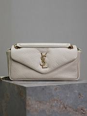 	 YSL CALYPSO Bag Grained Leather White Color - 26×14×7cm - 1