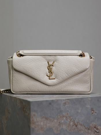 	 YSL CALYPSO Bag Grained Leather White Color - 26×14×7cm