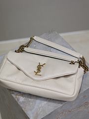 	 YSL CALYPSO Bag Grained Leather White Color - 26×14×7cm - 4