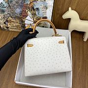 Hermes Kelly 25 White abd Brown Ostrich Leather  Bag - 4