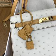 Hermes Kelly 25 White abd Brown Ostrich Leather  Bag - 3