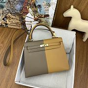 Hermes Kelly 25cm Epsom Leather Grey and Brown Bag - 5