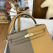 Hermes Kelly 25cm Epsom Leather Grey and Brown Bag - 3