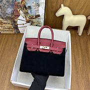 Hermes Birkin 20cm Black Suede and Togo Leather Bag - 1