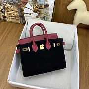 Hermes Birkin 20cm Black Suede and Togo Leather Bag - 5