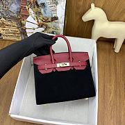 Hermes Birkin 20cm Black Suede and Togo Leather Bag - 6