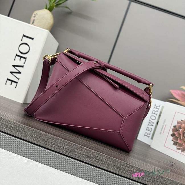 	 Loewe Puzzle Anagram Dark Pink Bag - 24*10.5*16CM - 1