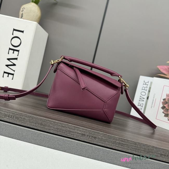 	 Loewe Mini Puzzle Anagram Burgundy Bag - 18*12.5*8cm - 1