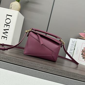 	 Loewe Mini Puzzle Anagram Burgundy Bag - 18*12.5*8cm