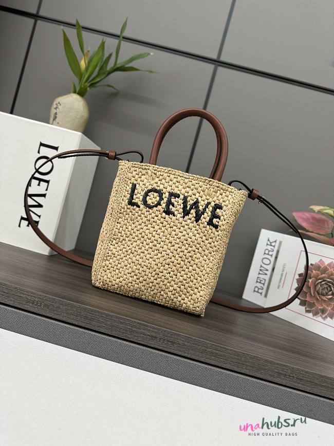 Loewe Standard A5 Tote bag in raffia Natural/Black - 17*6*21.5CM - 1