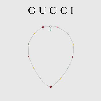 Gucci Interlocking necklace with multicolor enamel set necklace and bracelet