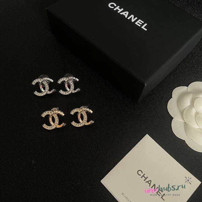 Chanel CC Logo With Diamond Earrings - 1