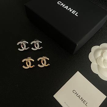 Chanel CC Logo With Diamond Earrings