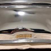 JACQUEMUS Metallic Patent Calfskin La Pochette Rond Carre Silver - 4