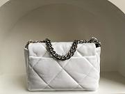 Chanel 19 handbag white leather in silver hardware 26cm - 5