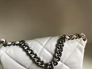 Chanel 19 handbag white leather in silver hardware 26cm - 3