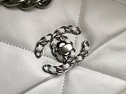 Chanel 19 handbag white leather in silver hardware 26cm - 2