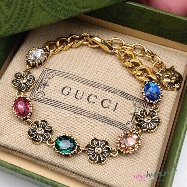 Gucci Interlocking G Floral and Crystal Bracelet - 1