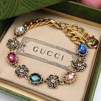 Gucci Interlocking G Floral and Crystal Bracelet