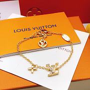 LOUIS VUITTON BRACELET GOLD CHAIN MONOGRAM CRYSTAL LV LOGO - 5