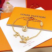 LOUIS VUITTON BRACELET GOLD CHAIN MONOGRAM CRYSTAL LV LOGO - 3