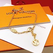 LOUIS VUITTON BRACELET GOLD CHAIN MONOGRAM CRYSTAL LV LOGO - 2