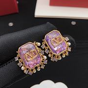 Valentino Garavani Vlogo Purple Stone Earrings - 3