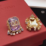 Valentino Garavani Vlogo Purple Stone Earrings - 2