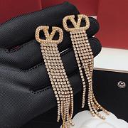 Valentino Garavani Vlogo Gold Rhinestone Fringe Drop Earrings - 3