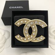 Chanel Brooch CC strass perles - 1