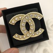 Chanel Brooch CC strass perles - 2