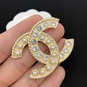 Chanel Brooch CC strass perles - 3