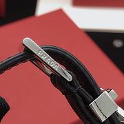 Prada Black Logo Plated Saffiano Leather Enamel Triangle Charm Bracelet - 6