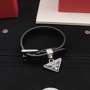 Prada Black Logo Plated Saffiano Leather Enamel Triangle Charm Bracelet - 4