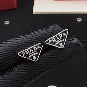 Prada Triangle Earrings Black & Silver - 2