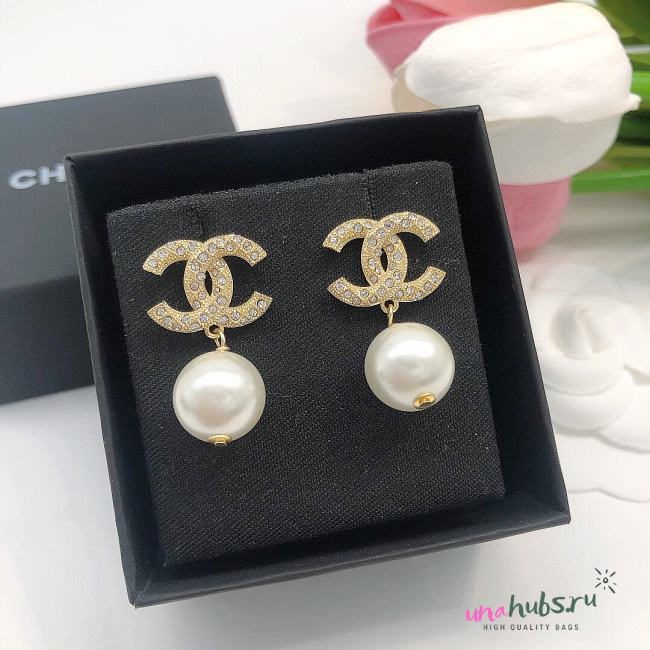 Chanel Double CC rhinestone pierced earrings - 1