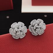 Chanel Stud Crystal Flower Earrings - 2