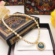 Dior Petit CD Baroque Necklace Gold-Finish Metal with White Resin Pearls and Sky Blue Glass - 6