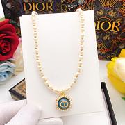 Dior Petit CD Baroque Necklace Gold-Finish Metal with White Resin Pearls and Sky Blue Glass - 5