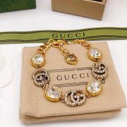 Gucci Crystal GC And Tiger Charm Gold Bracleet - 1