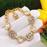 Gucci Crystal GC And Tiger Charm Gold Bracleet - 4